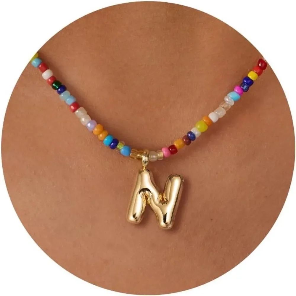 Initial Beaded Necklace N1098